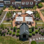 Meticulously placed trees, plants, bushes, and flowers in a home's backyard.